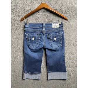 Vintage Y2K TRUE RELIGION WOMEN'S Capri JEAN Shorts Sophie Size 24 USA Made